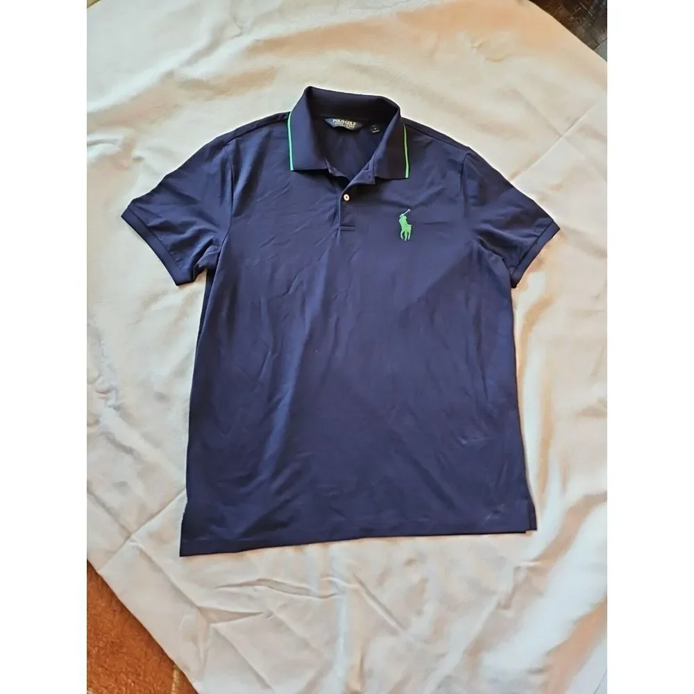 Ralph Lauren POLO GOLF Shirt Big Pony‎ SPELLOUT STAND-UP COLLAR Pro-Fit XL